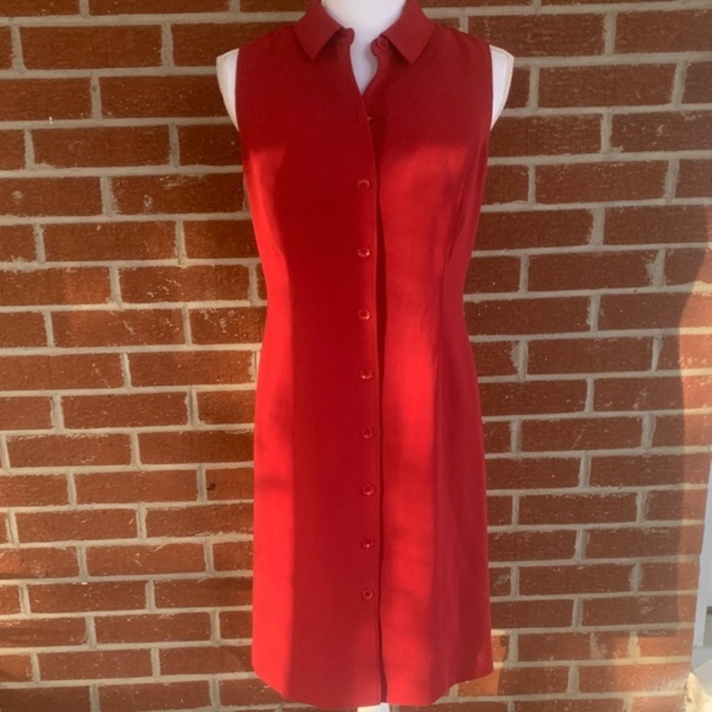 Ann Taylor Red Button-Down Midi Dress